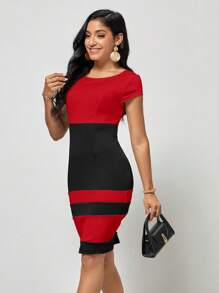 SHEIN Clasi Färgblock Bodycon Klänning - Multifärgad - Visa 5