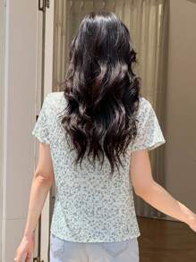 DAZY In hoa Ditsy Nút phía trước Áo sơ mi - Nhiều màu - Xem 2