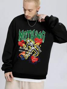 Áo nỉ Nam Thú vật Lá thư Giải trí Đường phố - màu đen - Xem 3