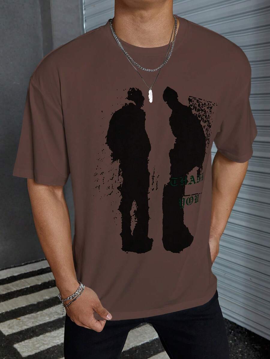 Manfinity EMRG Nam Đồ họa Hình & Chữ cái Áo thun - Cà phê nâu - Xem 1