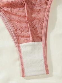 SHEIN Body teddy con encaje floral con abertura - Rosa vieja - Ver 5