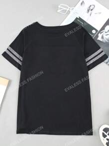 T-shirt À Blocs De Couleurs À Rayures Manches Raglan