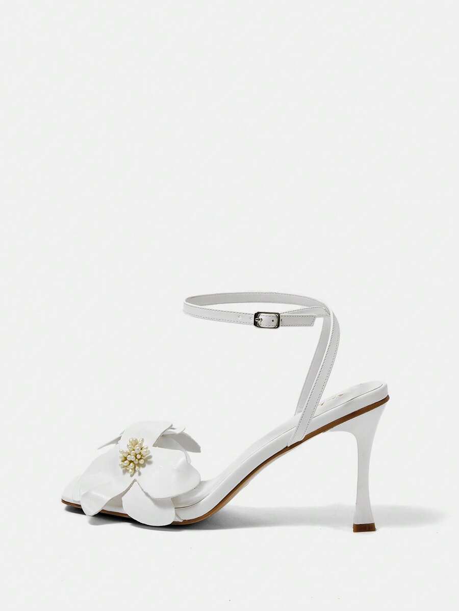 SheIn Belle 女士高跟涼鞋 - 白色 - 查看 1