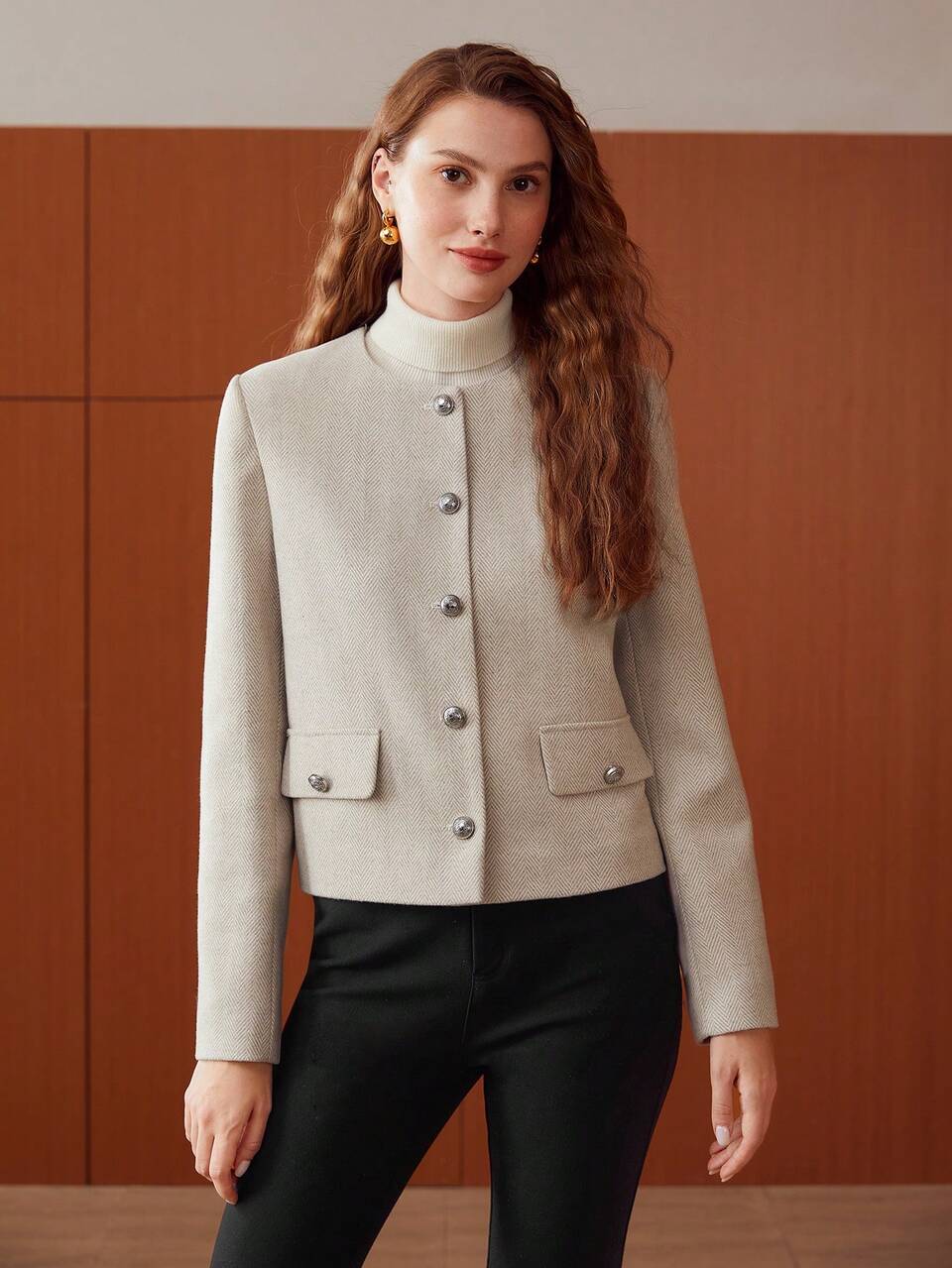 MOTF WOOL-BLEND HERRINGBONE JACKET
