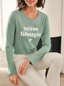 SHEIN Frenchy 字母圖案T恤 - 薄荷綠 - 查看 6