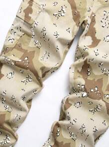 Manfinity LEGND Nam Camo In Túi nắp bên cạnh Quần jean chở hàng - Màu be - Xem 5