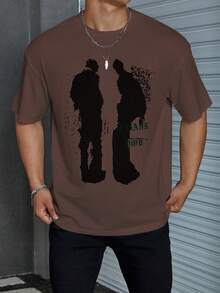 Manfinity EMRG Nam Đồ họa Hình & Chữ cái Áo thun - Cà phê nâu - Xem 5