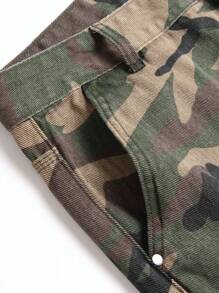 鈕扣 口袋 拉鍊迷彩圖案男士牛仔褲 - 彩色 - 查看 7