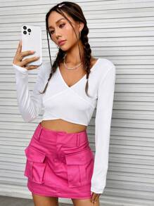 SHEIN Qutie Solid Crop Tee - White - View 1