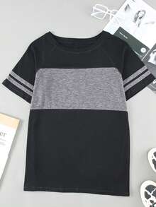Colorblock Striped Raglan Sleeve Tee - Multicolor - View 4