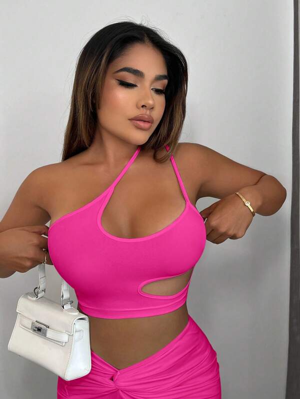 SHEIN SXY One Shoulder Cut Out Crop Top