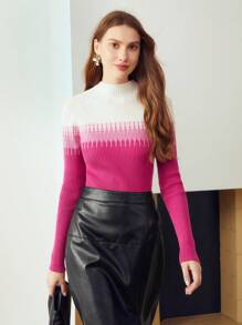 MOTF PREMIUM Đan Xương sườn In Cổ giả Áo len - Nhiều màu - Xem 2