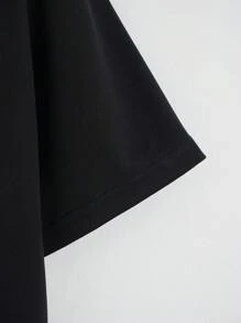 SHEIN EZwear In bướm Áo thun - màu đen - Xem 4
