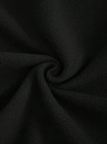 SHEIN Essnce 標語圖案加絨內裏運動衫 - 黑色 - 查看 4