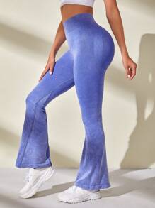 Easithlete 紮染寬腰帶喇叭運動褲 - 藍色 - 查看 5