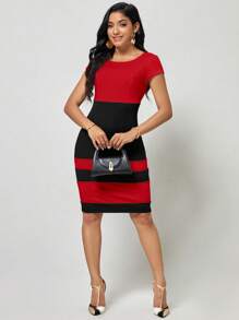 SHEIN Clasi Färgblock Bodycon Klänning - Multifärgad - Visa 3