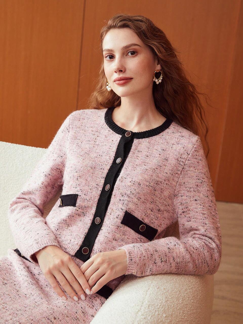 WOOL-BLEND SPACE DYE CARDIGAN