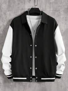 Manfinity NXTstreet Oversized Herren Jacke mit Schädel- und Spruchgrafik in Zweifarboptik ohne T-Shirt - Schwarz und Weiss - Übersicht 2