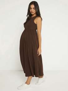 SHEIN 孕婦素色喇叭下擺洋裝