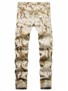 Manfinity LEGND Nam Camo In Túi nắp bên cạnh Quần jean chở hàng - Màu be - Xem 2