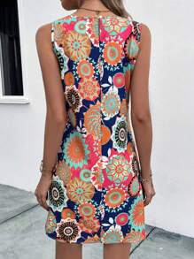 SHEIN LUNE Mandala Print Tank Dress - Multicolor - View 2