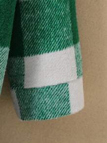 SHEIN Cô Gái Trẻ In kẻ sọc Buffalo Túi có nắp Áo khoác & Mũ - màu xanh lá - Xem 4