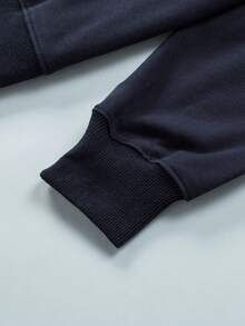 CILKOO Sweat-shirt À Lettres Épaule tombante - Bleu marine - Voir 5