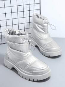 SHUZIA Metallic Drawstring Lug Sole Boots