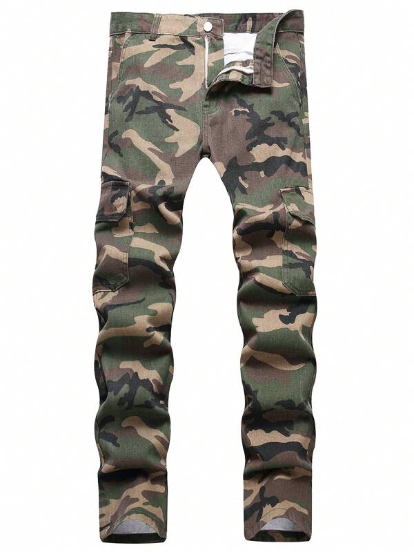 Men Camo Print Flap Pocket Cargo Jeans SHEIN USA