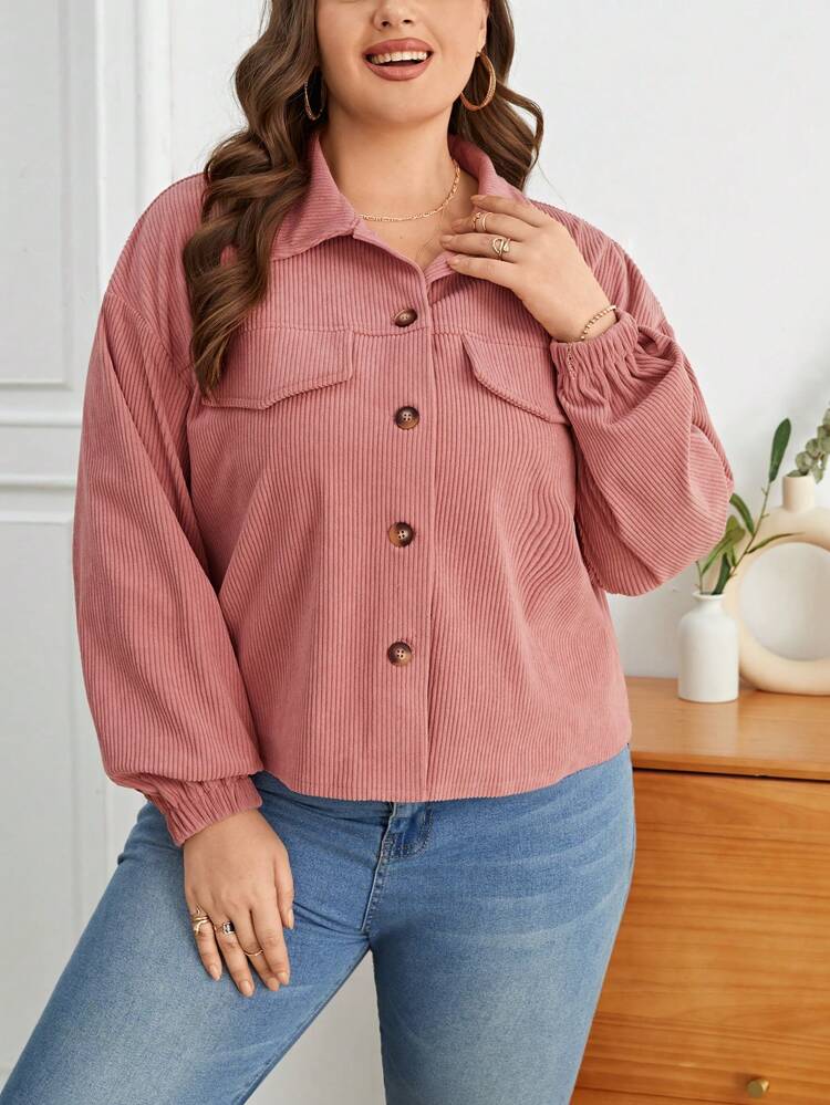 Plus Flap Detail Drop Shoulder Jacket