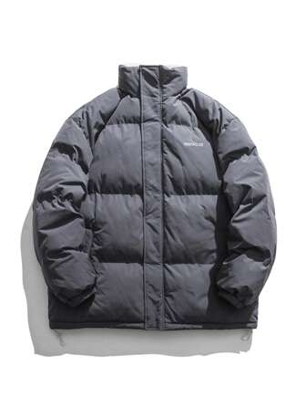 Men Letter Graphic Drawstring Hem Padded Coat