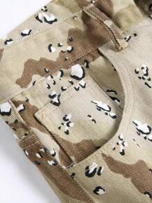Manfinity LEGND Nam Camo In Túi nắp bên cạnh Quần jean chở hàng - Màu be - Xem 4