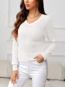 DEARCASE Solid Drop Shoulder Sweater