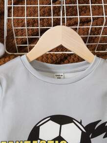 SHEIN Chàng trai trẻ Bóng đá & Đồ họa Khẩu hiệu Bộ PJ - Nhiều màu - Xem 5