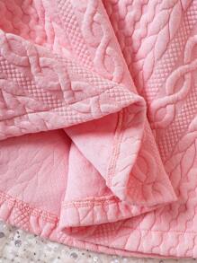 Đứa bé gái Nút Nửa Tương phản Cổ áo Borg Đầm Với mũ - Hồng - Xem 6