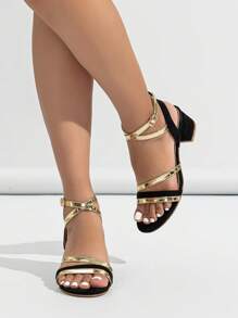 Women's Summer New French Strap Fashionable & Comfortable Open-Toe Chunky Heel Sandals - Multicolor - View 6