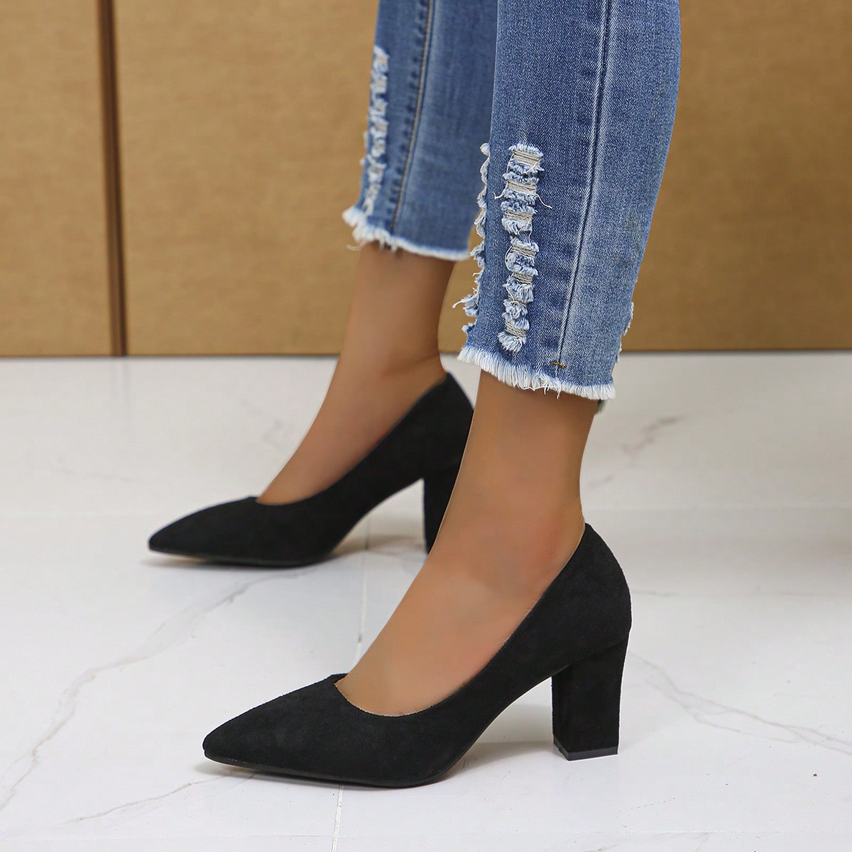 Zapatos de tacón alto elegantes negros para dama de oficina, elegantes, bombas de mujer, elegantes