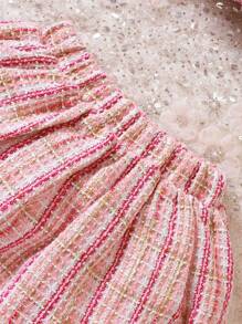 Baby Girl Plaid Print Flap Detail Jacket & Skirt - Pink - View 7
