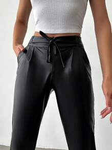 EURMUSE Chất rắn Túi nghiêng Quần skinny Quần ống côn - màu đen - Xem 4