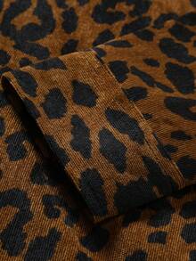 Hombres Camisa con estampado de leopardo con botón de pana - Marrón - Ver 6