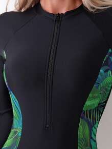 Swim SPRTY Tropische print Voorrits Eendelig badpak