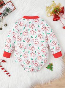 SHEIN Bebé niño Body con estampado de Navidad - Blanco - Ver 2