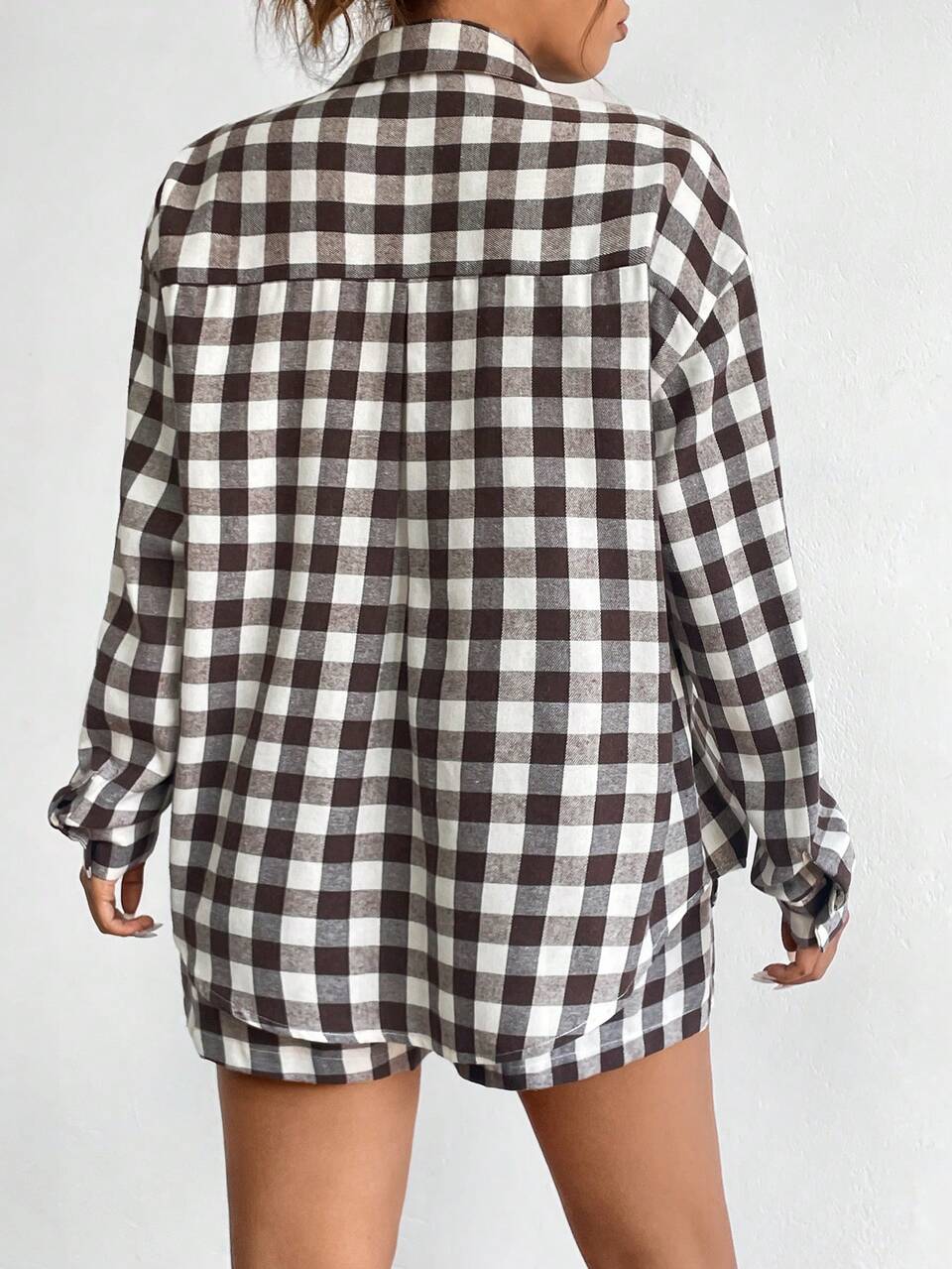 Gingham Print Blouse & Shorts