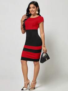 SHEIN Clasi Färgblock Bodycon Klänning - Multifärgad - Visa 1