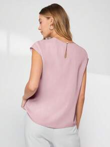 BizChic Solid Batwing Sleeve Satin Blouse