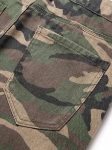 鈕扣 口袋 拉鍊迷彩圖案男士牛仔褲 - 彩色 - 查看 8