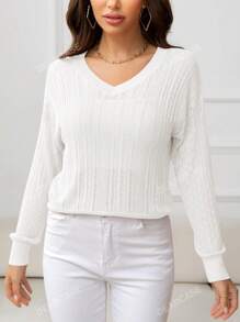 DEARCASE Solid Drop Shoulder Sweater