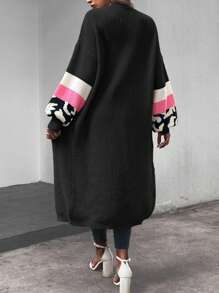 EMERY ROSE Zweifarbiger Oversized Strickjacke mit Tascheneingriff, Langarm Oberteile