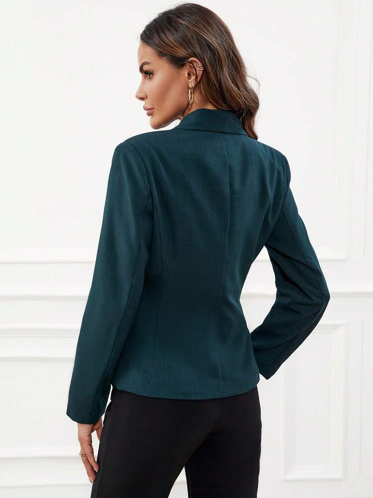 Shawl Collar Open Front Ruffle Trim Blazer