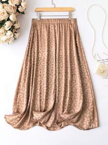 Celure Hơn In hoa Báo Váy kèn đồng - Màu Khaki - Xem 2